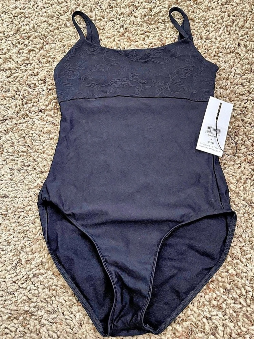 Wear Moi Duchesse Floral Panel Ballet Leotard Black Size Medium